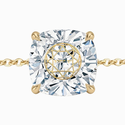 צמיד יהלום מעבדה קושן מרחף חריטה בעיצוב אישי - זהב 14 קראט צהוב/לבן/רוז גולד