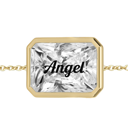 צמיד יהלום מעבדה רדיאן מרחף עם חריטת לייזר Angel – שיבוץ בזל זהב 14 קראט צהוב/לבן/רוז גולד