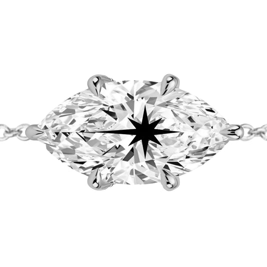 צמיד אבן מוסונייט מרקיזה מרחפת חריטה כוכב הצפון - כסף 925