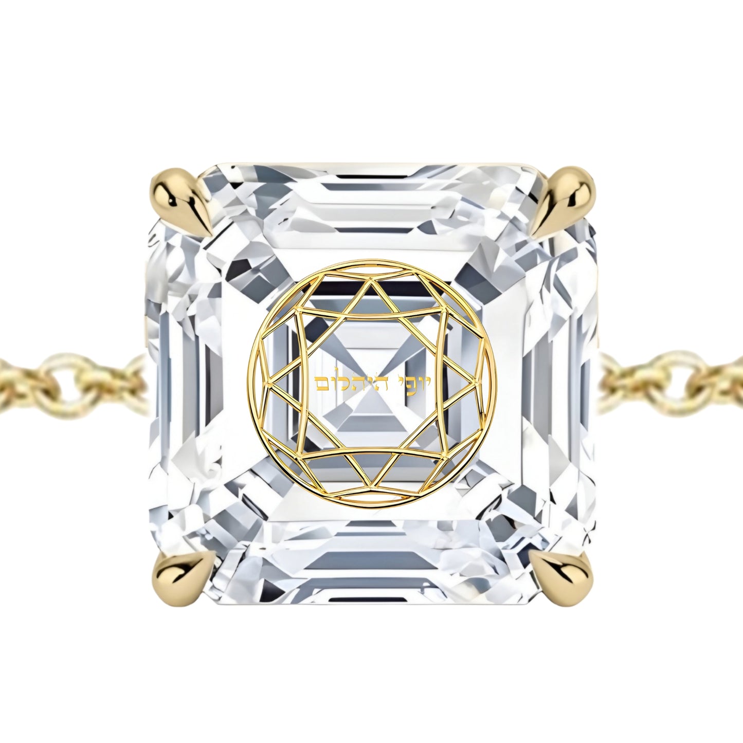 צמיד יהלום מעבדה אשר מרחף חריטה בעיצוב אישי - זהב 14 קראט צהוב/לבן/רוז גולד