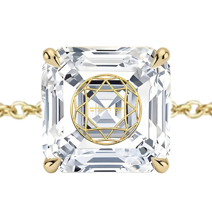 צמיד יהלום מעבדה אשר מרחף חריטה בעיצוב אישי - זהב 14 קראט צהוב/לבן/רוז גולד