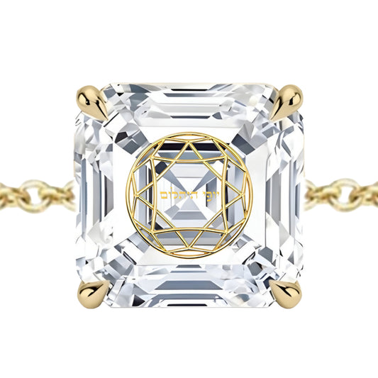 צמיד יהלום מעבדה אשר מרחף חריטה בעיצוב אישי - זהב 14 קראט צהוב/לבן/רוז גולד