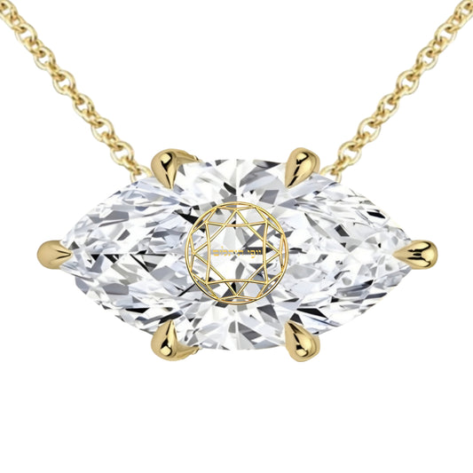 שרשרת יהלום מעבדה מרקיזה מרחפת עם חריטת לייזר בעיצוב אישי - זהב 14 קראט צהוב/לבן/רוז גולד