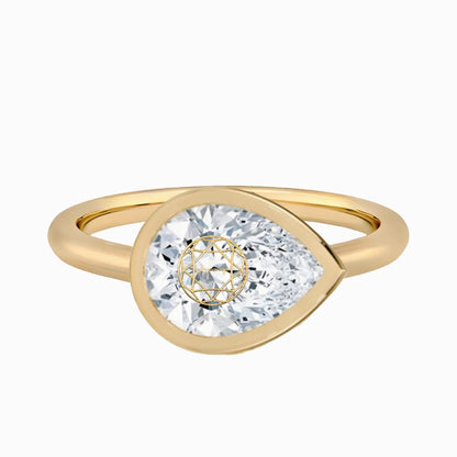 טבעת חותם יהלום מעבדה טיפה חריטה בעיצוב אישי - זהב 14 קראט צהוב/לבן/רוז גולד