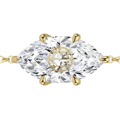 צמיד יהלום מעבדה מרקיזה מרחפת חריטה בעיצוב אישי - זהב 14 קראט צהוב/לבן/רוז גולד