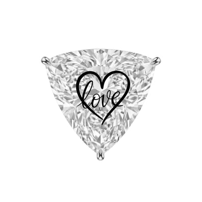 עגיל אבן מוסונייט משולש עם חריטת לייזר לב Love – זהב 14 קראט צהוב/לבן/רוז גולד