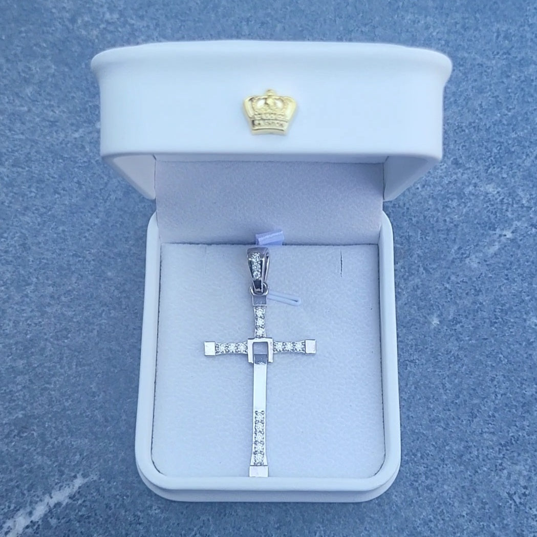 Solid Two-Part Swinging Big Cross Pendant Moissanite Stones Set Custom Engraving Of A Verse On The Back With Long Box Necklace 925 Silver For Men
