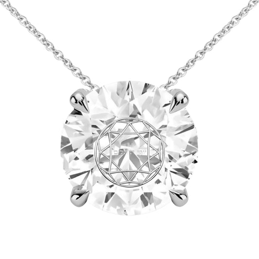 שרשרת אבן מוסונייט עיגול מרחף עם חריטת לייזר בעיצוב אישי - כסף 925