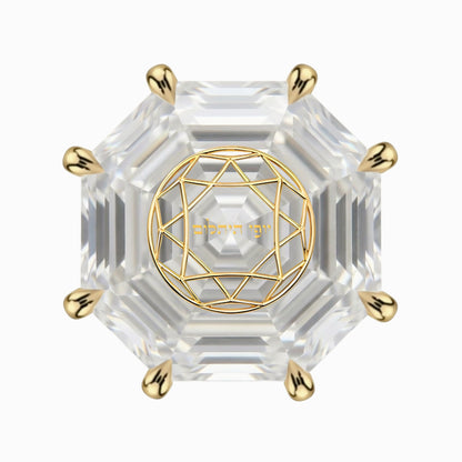 עגיל יהלום מעבדה מתומן Octagonal זהב 14 קראט צהוב/לבן/רוז גולד – עגיל ייחודי