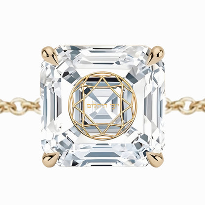 צמיד יהלום מעבדה אשר מרחף חריטה בעיצוב אישי - זהב 14 קראט צהוב/לבן/רוז גולד