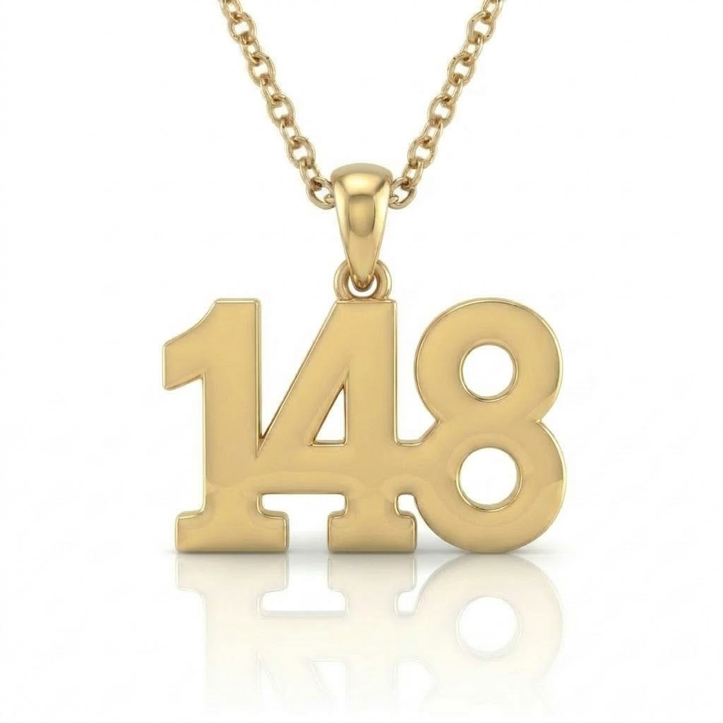 שרשרת תליון מספר 148 בעיצוב אישי זהב 14 קראט צהוב/לבן/רוז גולד