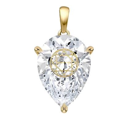 תליון יהלום מעבדה טיפה עם חריטת לייזר בעיצוב אישי - זהב 14 קראט צהוב/לבן/רוז גולד