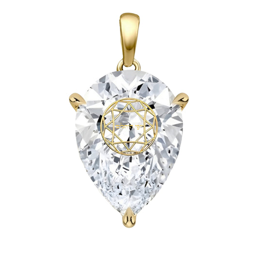 תליון יהלום מעבדה טיפה עם חריטת לייזר בעיצוב אישי - זהב 14 קראט צהוב/לבן/רוז גולד