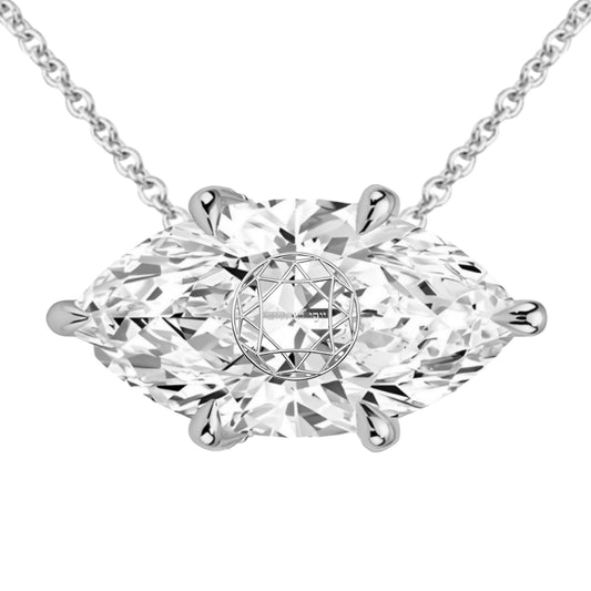 שרשרת אבן מוסונייט מרקיזה מרחפת עם חריטת לייזר בעיצוב אישי - כסף 925