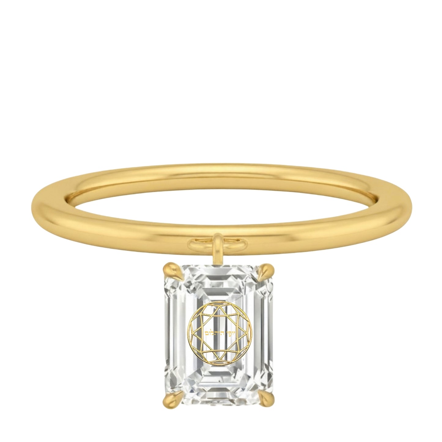 Laser Engrave On Lab Grown Diamond Emerald Floating Pendant Custom Engrave 14K Yellow/White/Rose Gold