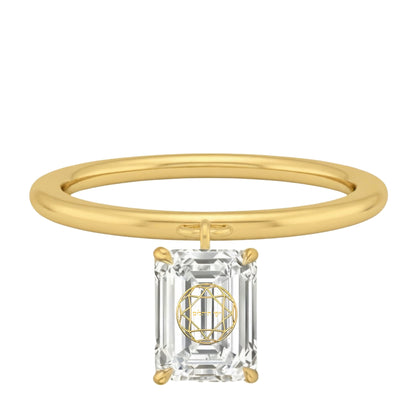 Laser Engrave On Lab Grown Diamond Emerald Floating Pendant Custom Engrave 14K Yellow/White/Rose Gold