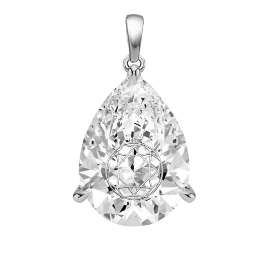 תליון אבן מוסונייט טיפה עם חריטת לייזר בעיצוב אישי - כסף 925