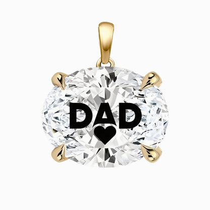 Lab Grown Diamond Oval Pendant With DAD Laser Engraved On The Diamond 14K Gold