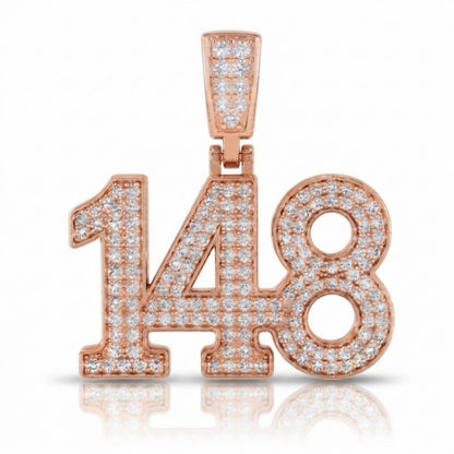 תליון גדול מספר 148 גימטריה של רבי נחמן מברסלב בשיבוץ יהלומי מעבדה זהב 14 קראט צהוב/לבן/רוז גולד - עיצוב מיוחד