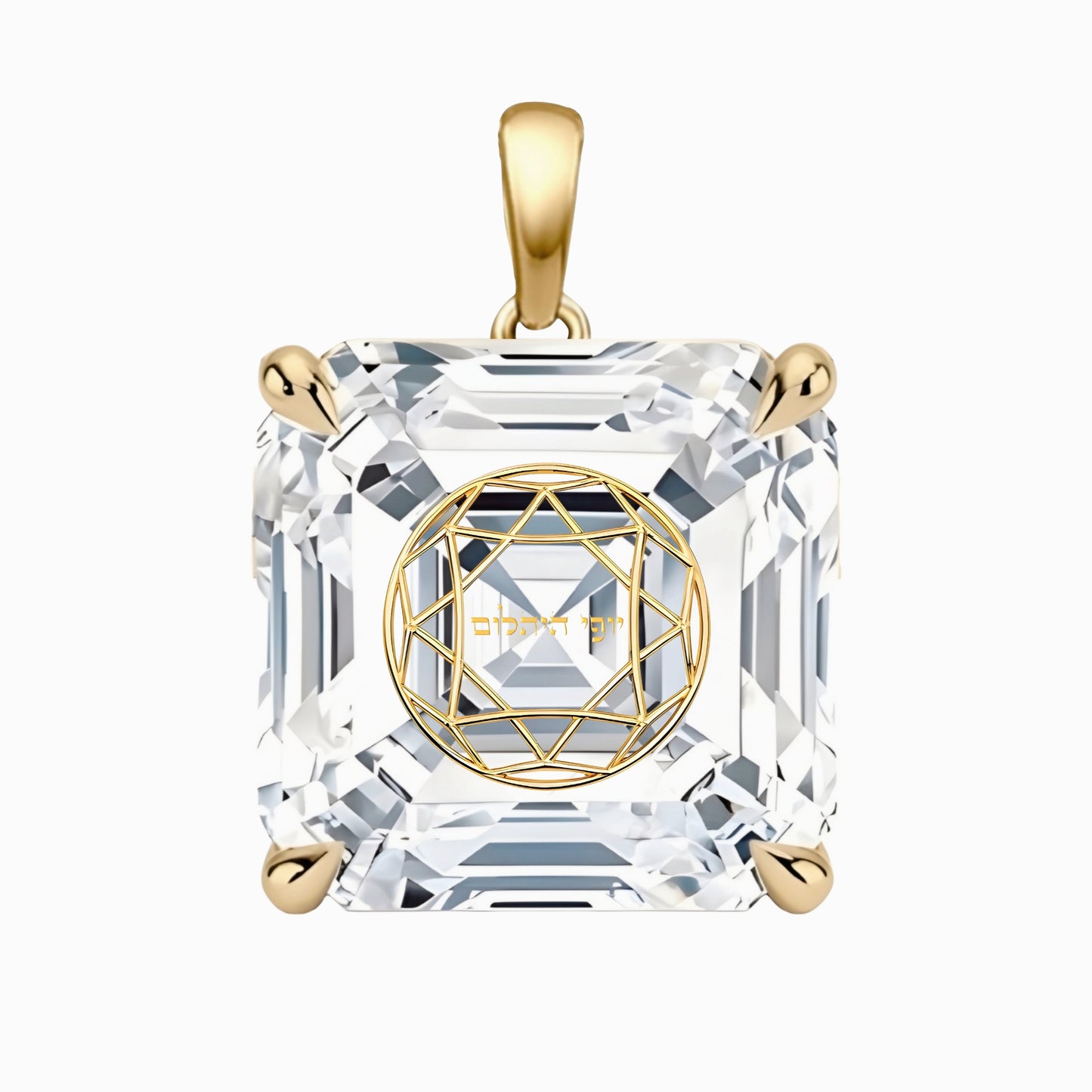 תליון יהלום מעבדה אשר עם חריטת לייזר בעיצוב אישי - זהב 14 קראט צהוב/לבן/רוז גולד