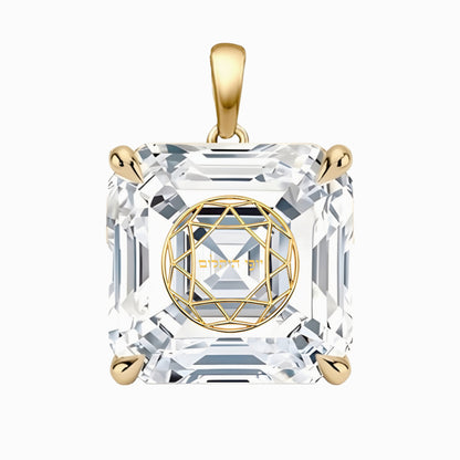 תליון יהלום מעבדה אשר עם חריטת לייזר בעיצוב אישי - זהב 14 קראט צהוב/לבן/רוז גולד