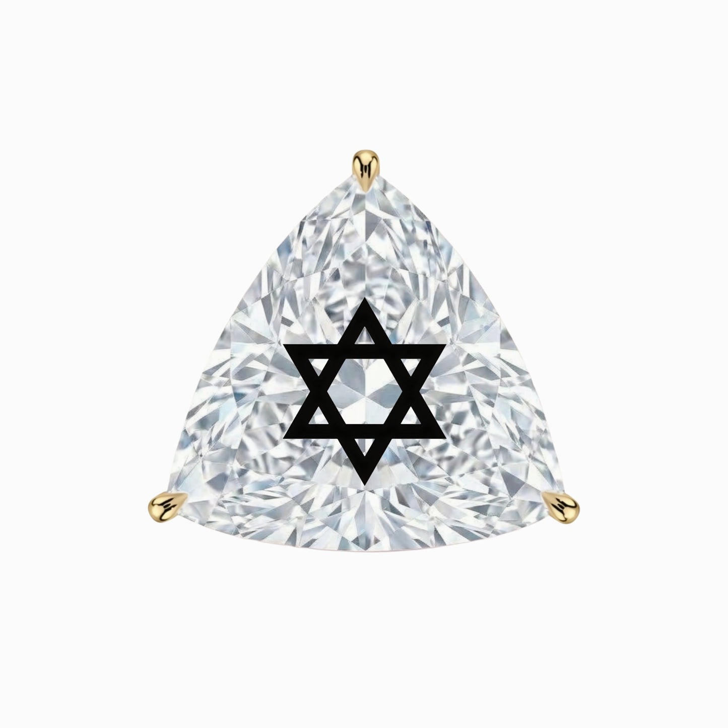 עגיל אבן מוסונייט משולש עם חריטת לייזר מגן דוד – זהב 14 קראט צהוב/לבן/רוז גולד