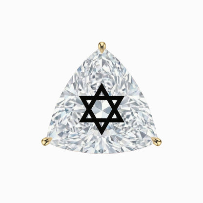 עגיל אבן מוסונייט משולש עם חריטת לייזר מגן דוד – זהב 14 קראט צהוב/לבן/רוז גולד