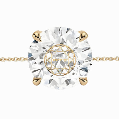 צמיד יהלום מעבדה עיגול מרחף חריטה בעיצוב אישי - זהב 14 קראט צהוב/לבן/רוז גולד