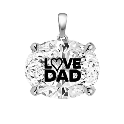 תליון אבן מוסונייט אובל עם חריטת לייזר LOVE DAD - כסף 925