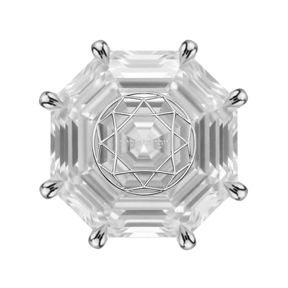 עגיל יהלום מעבדה מתומן Octagonal זהב 14 קראט צהוב/לבן/רוז גולד – עגיל ייחודי