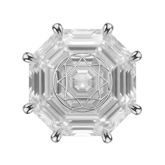 עגיל אבן מוסונייט מתומן Octagonal עם חריטת לייזר בעיצוב אישי – כסף 925