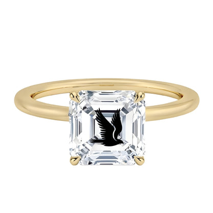 טבעת אבן מוסונייט אשר עם חריטת לייזר נשר - זהב 14 קראט צהוב/לבן/רוז גולד