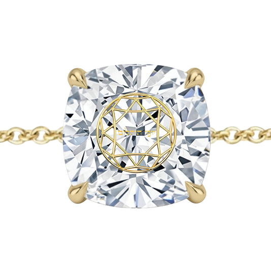 צמיד יהלום מעבדה קושן מרחף חריטה בעיצוב אישי - זהב 14 קראט צהוב/לבן/רוז גולד