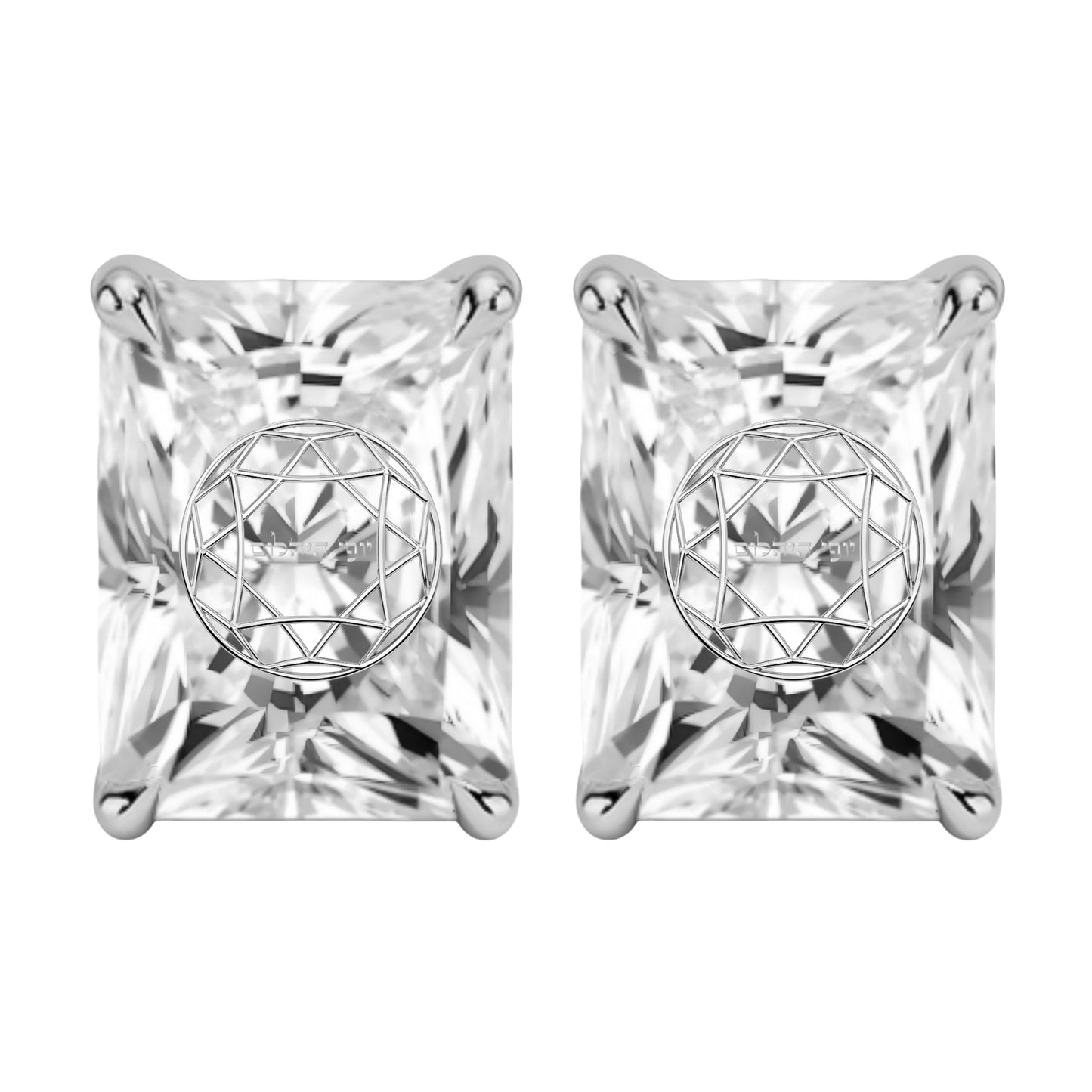 זוג עגילי יהלום מעבדה רדיאן חריטה בעיצוב אישי - זהב 14 קראט צהוב/לבן/רוז גולד