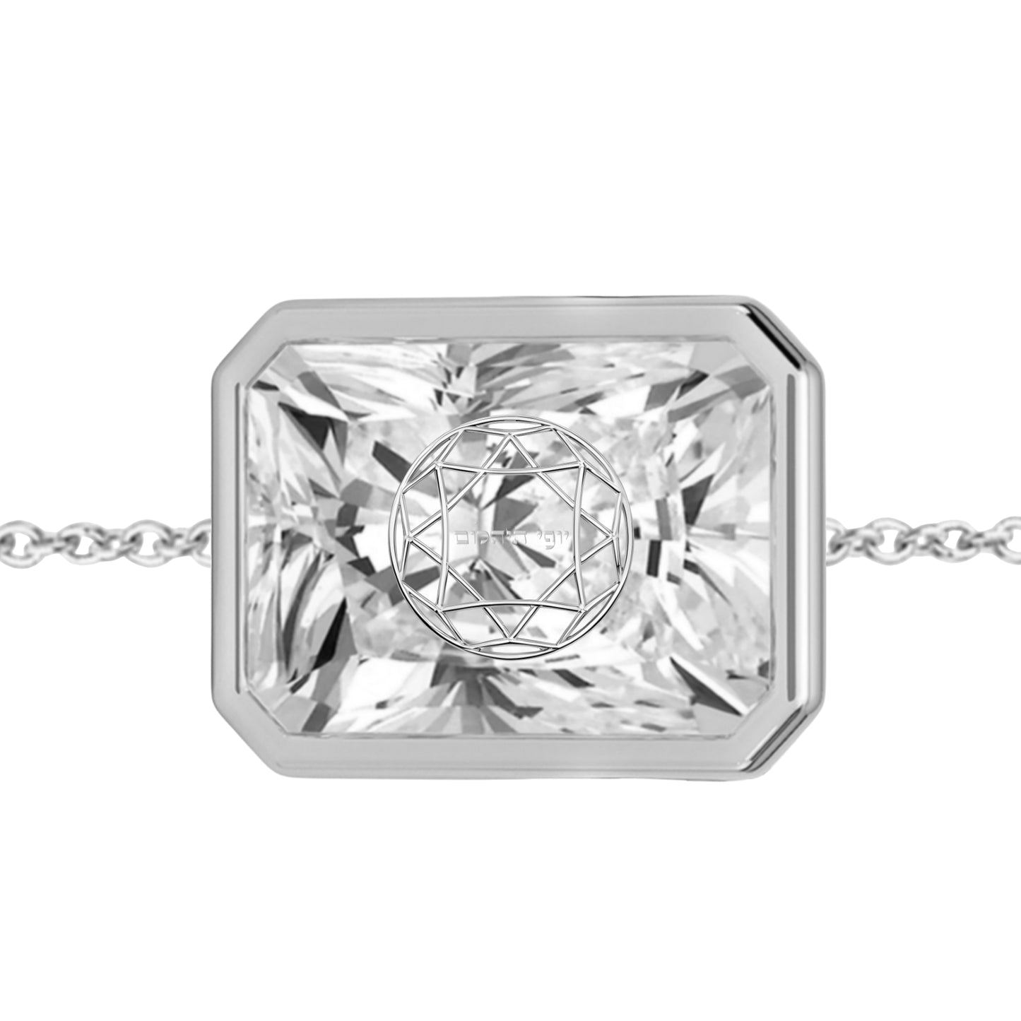 Laser Engrave On Lab Grown Diamond Radiant Bezel Floating Pendant Custom Engrave 14K Yellow/White/Rose Gold