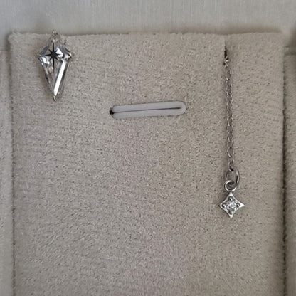 עגיל יהלום מעבדה Kite קייט חריטה כוכב הצפון עם שרשרת ותליון כוכב תלוי – זהב 14 קראט צהוב/לבן/רוז גולד
