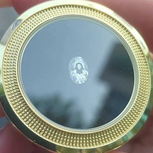 Laser Engrave On Moissanite Oval Hamsa Engraved