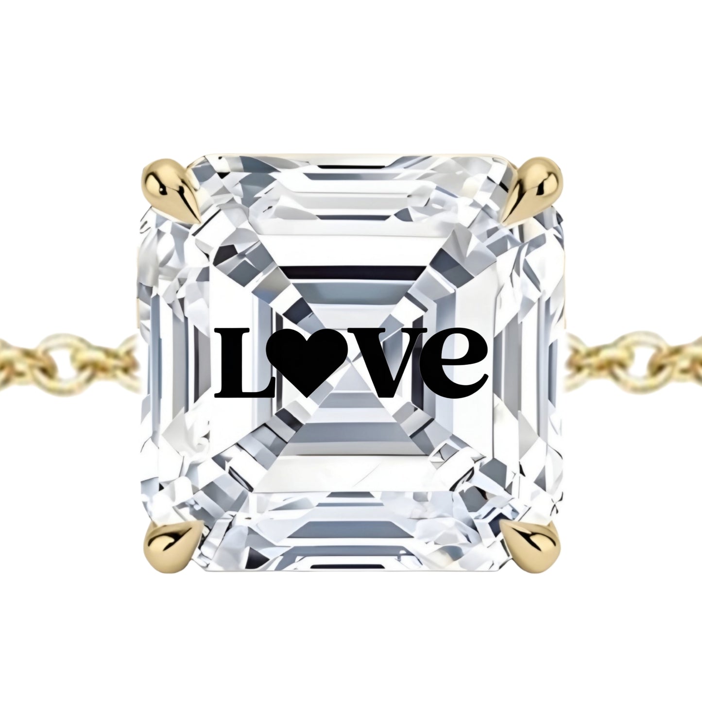 צמיד יהלום מעבדה אשר מרחף עם חריטת לייזר Love – זהב 14 קראט צהוב/לבן/רוז גולד