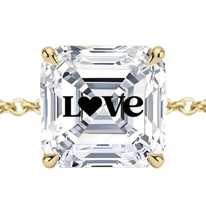 צמיד יהלום מעבדה אשר מרחף עם חריטת לייזר Love – זהב 14 קראט צהוב/לבן/רוז גולד