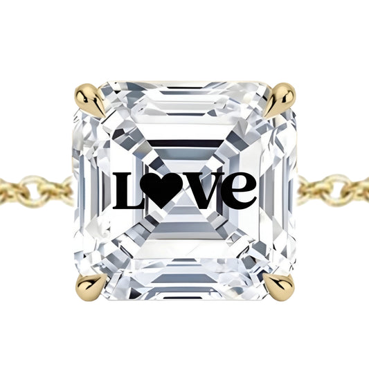 צמיד יהלום מעבדה אשר מרחף עם חריטת לייזר Love – זהב 14 קראט צהוב/לבן/רוז גולד