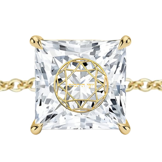 צמיד יהלום מעבדה פרינסס מרחפת חריטה בעיצוב אישי - זהב 14 קראט צהוב/לבן/רוז גולד