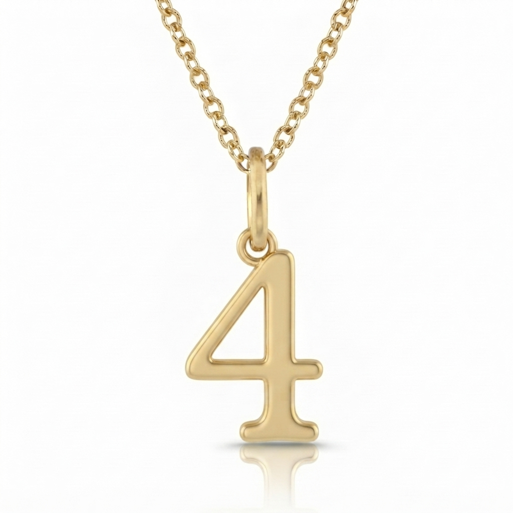 שרשרת תליון מספר בעיצוב אישי זהב 14 קראט צהוב/לבן/רוז גולד