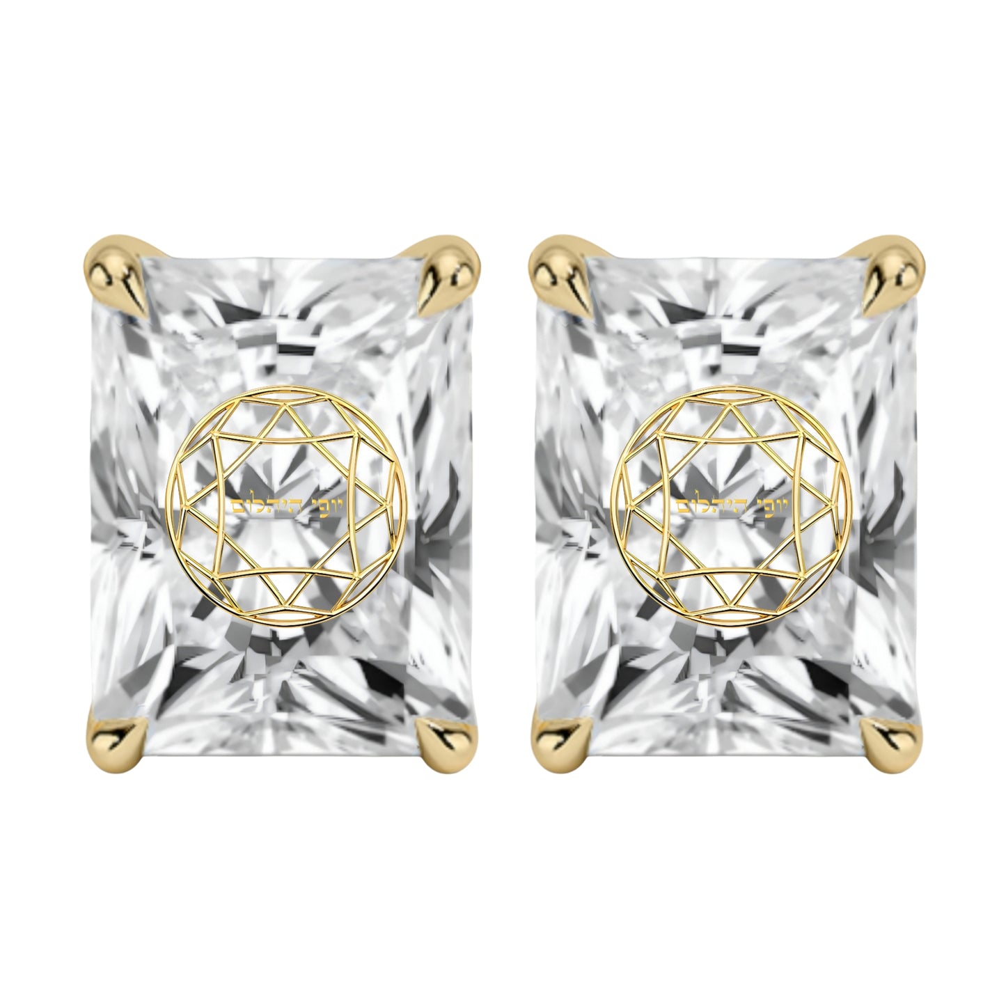 זוג עגילי יהלום מעבדה רדיאן חריטה בעיצוב אישי - זהב 14 קראט צהוב/לבן/רוז גולד