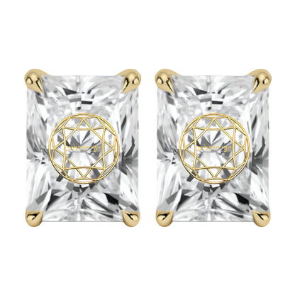 זוג עגילי יהלום מעבדה רדיאן חריטה בעיצוב אישי - זהב 14 קראט צהוב/לבן/רוז גולד