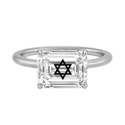טבעת יהלום מעבדה אמרלד חריטה מגן דוד