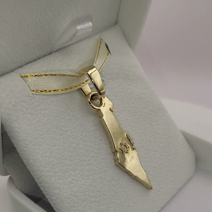 Grand 14K Gold Map of ISRAEL Pendant with Magen David - Special Edition for Thick Chains