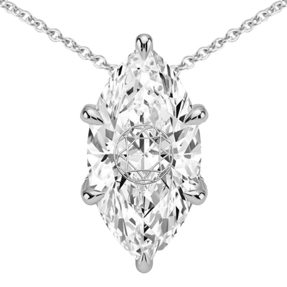 שרשרת יהלום מעבדה מרקיזה מרחפת עם חריטת לייזר בעיצוב אישי - זהב 14 קראט צהוב/לבן/רוז גולד