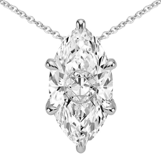 שרשרת אבן מוסונייט מרקיזה מרחפת עם חריטת לייזר בעיצוב אישי - כסף 925