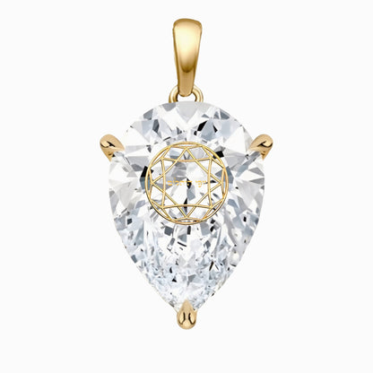 תליון יהלום מעבדה טיפה עם חריטת לייזר בעיצוב אישי - זהב 14 קראט צהוב/לבן/רוז גולד