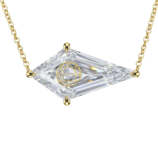 Lab Grown Diamond 1 ct Kite Cut Pendant Necklace 14K Gold Yellow/White/Rose
